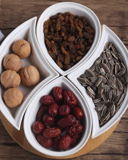 Elegant Artisan Porcelain Serving Ensemble with Sustainable Bamboo Tray