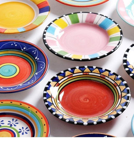 Artisanal European Charm: Hand-Painted Ceramic Plates for Elegant Dining