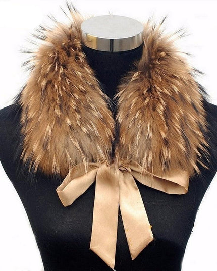 Luxurious Raccoon Dog Fur Ribbon Stole for Winter Elegance