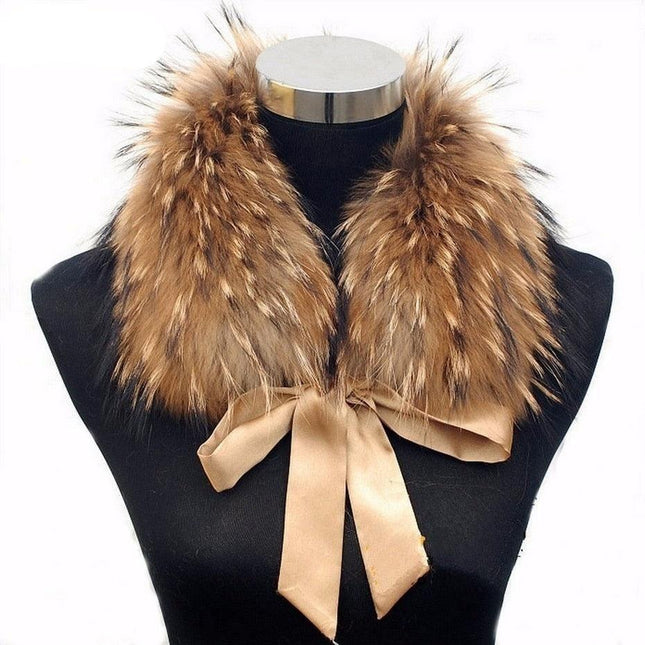 Luxurious Raccoon Dog Fur Ribbon Stole for Winter Elegance