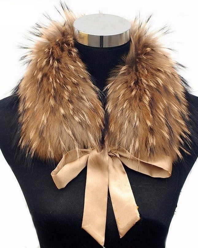 Luxurious Raccoon Dog Fur Ribbon Stole for Winter Elegance