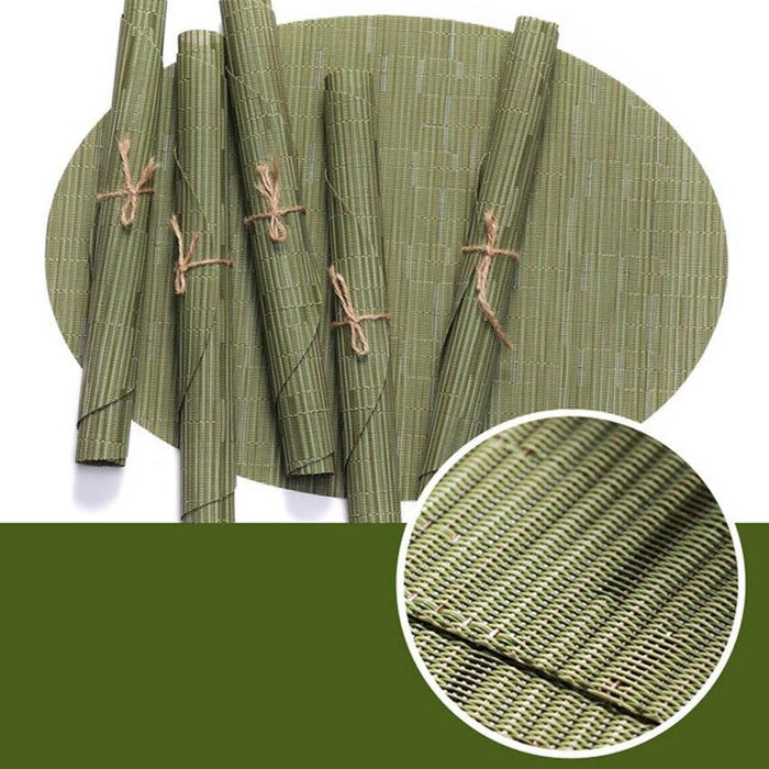 Elegant Bamboo Grain Oval Placemats Set - Stylish Table Protectors