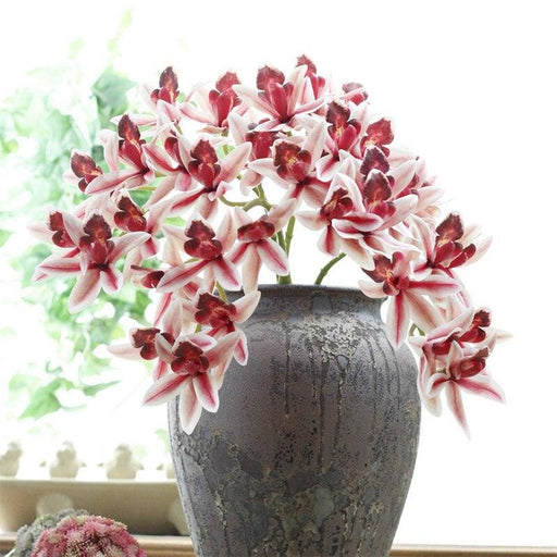 Emerald Latex Orchid Artificial Flowers - Lifelike 3D Printed Blooms for Elegant Decor