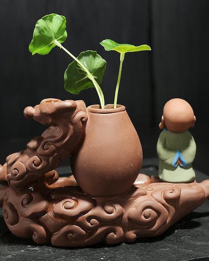 Tranquil Monk Waterfall Backflow Incense Holder with Elegant Buddha Motif - Calming Smoke Fountain for Relaxed Ambiance