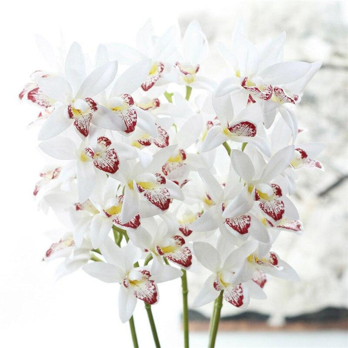 Exquisite Emerald Latex Orchid Fake Flowers - Stunning 3D Blooms for Classy Room Upgrade
