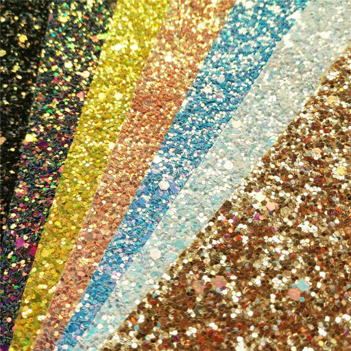 Rainbow Starlight Chunky Glitter Vinyl - Sparkling Creations Crafting Fabric with Large Star Gem Design