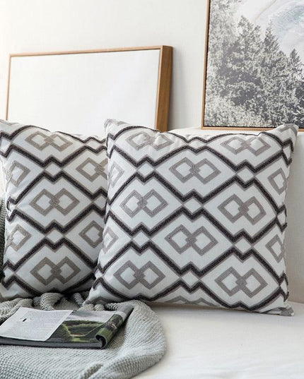 Chic Gray Embroidered Cotton Pillow Sham for Stylish Home Accents