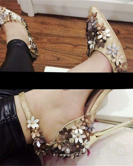 Glamorous Floral Sequin Bridal Heels for Unforgettable Events