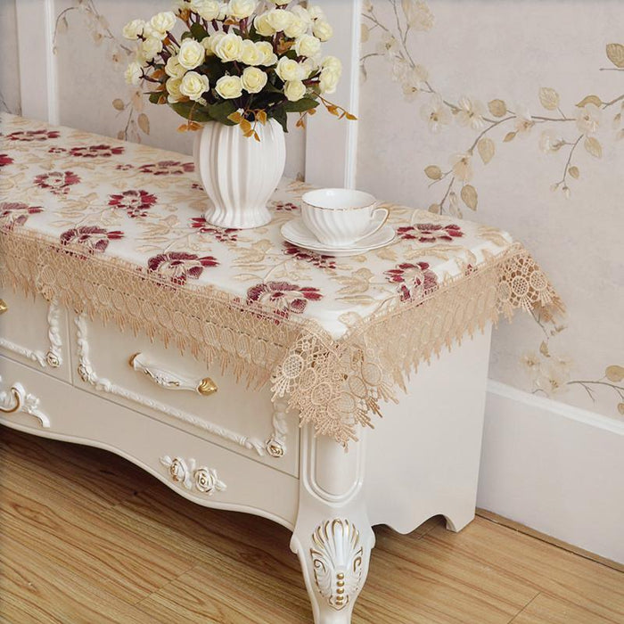 Lace Sides Rectangular Tablecloth for tables, piano, side table and home decor