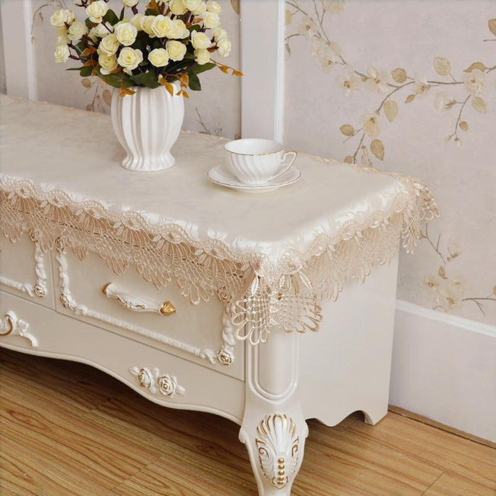 Lace-Trimmed Table Cloth: Exquisite Elegance for Tables, Pianos, and Home Decor