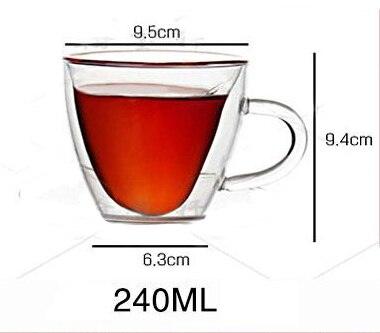 Heart-shaped Insulated Glass Tea Cup with Temperature-resistant Technology