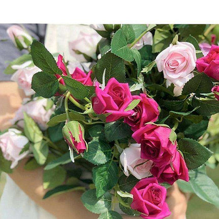 12-Piece Luxe Realistic Faux Rose Bouquet Set