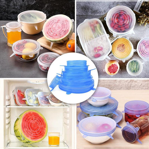 Eco-Friendly Silicone Lid Set - 6 Stretchable Pieces for Sustainable Kitchen Storage