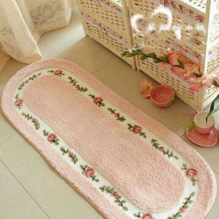 Chic Pink Rose Oval Rug Set - 2 Elegant Mats for Stylish Home Decor