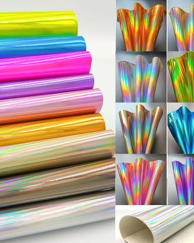 Vibrant Holographic Rainbow PU Leather Craft Sheets - Creative Spark