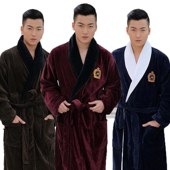 Luxurious Winter Fleece Kimono Bathrobe for Men - XL Size