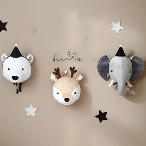 Adorable 3D Plush Animal Heads Wall Decor for Kids' Playful Rooms
