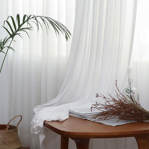 Sophisticated White Sheer Draperies - 30% Light Filtering, Ideal for Living Room & Kitchen