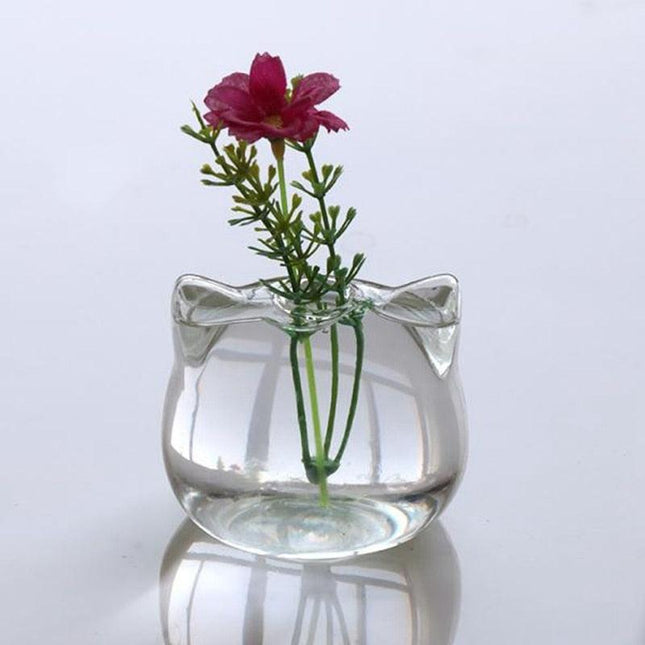 Feline Fantasy Glass Vase: A Chic Cat-Themed Accent
