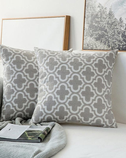 Chic Gray Embroidered Cotton Pillow Sham for Stylish Home Accents