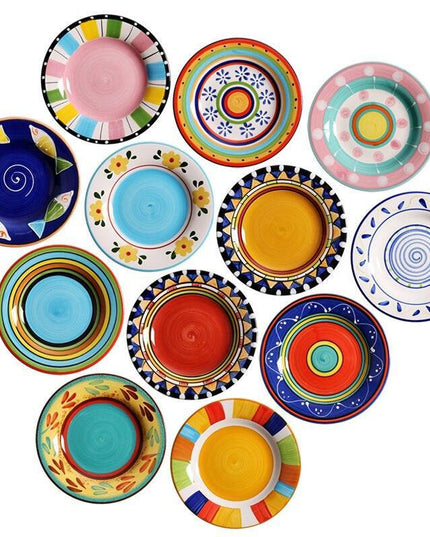 Artisanal European Charm: Hand-Painted Ceramic Plates for Elegant Dining