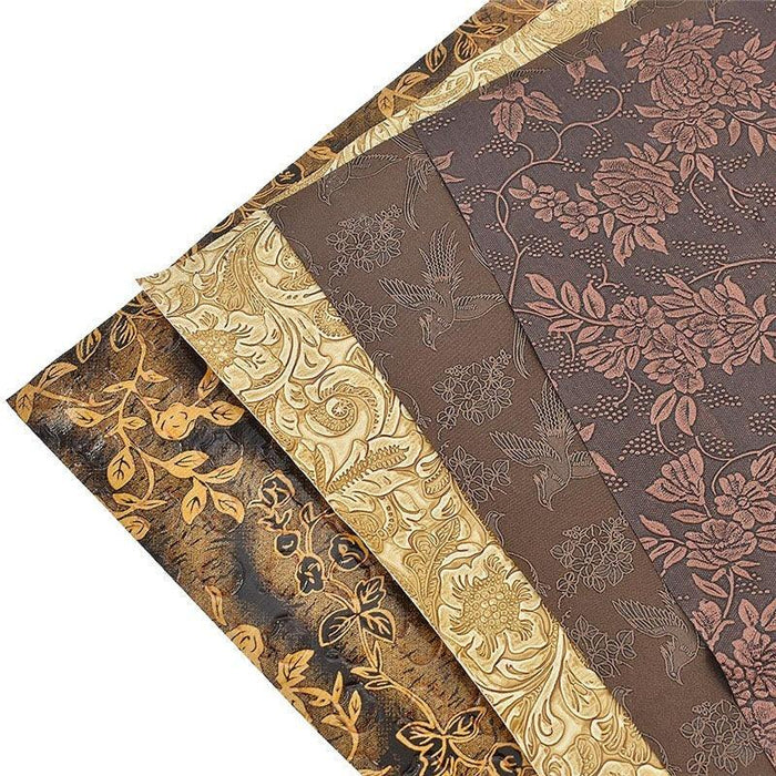 Vintage Floral Synthetic Leather Crafting Fabric - Exquisite DIY Material