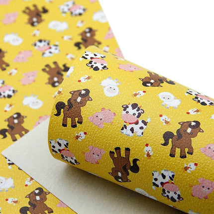 Elegant Floral Print Synthetic Leather Crafting Fabric - 20*33cm Premium Quality for Creative Projects