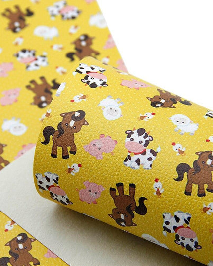 Elegant Floral Print Synthetic Leather Crafting Fabric - 20*33cm Premium Quality for Creative Projects