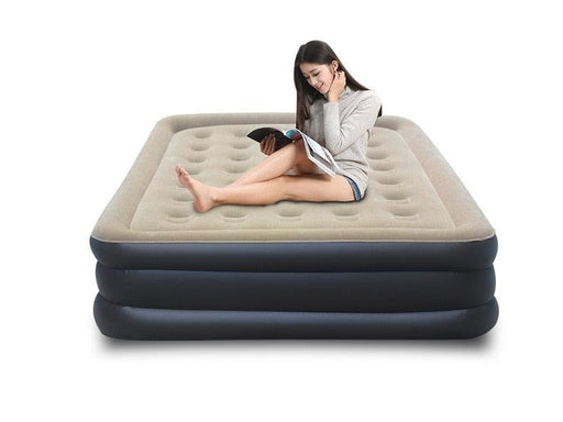 Inflatable Black Flocked PVC Lounge Sofa Bed with Elegant Design