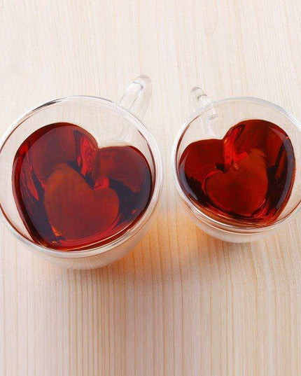 Heartfelt Elegance: Double-Walled Borosilicate Glass Tea Cup Set
