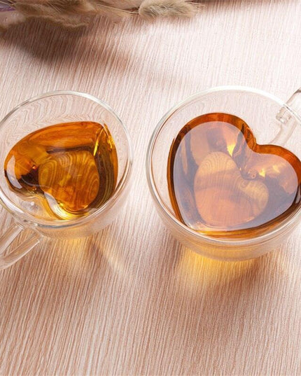 Stylish Heart-Shaped Double-Wall Glass Tea Cup Set for an Elevated Drinking Experience