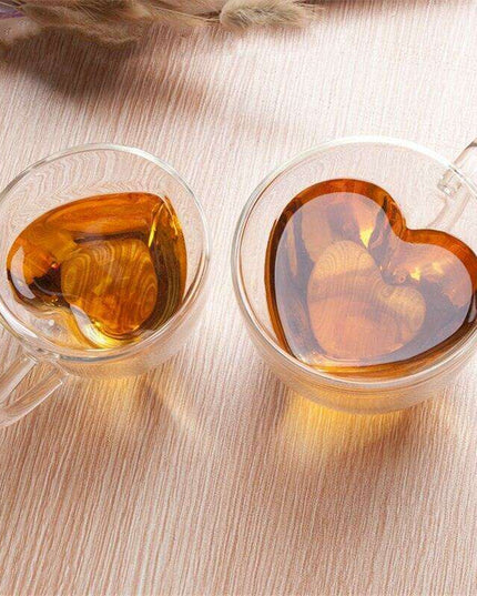 Heartfelt Elegance: Double-Walled Borosilicate Glass Tea Cup Set