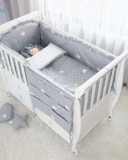 Breathable Cotton Baby Crib Bumper Pad Set - Protective 6-Piece Rail Guards