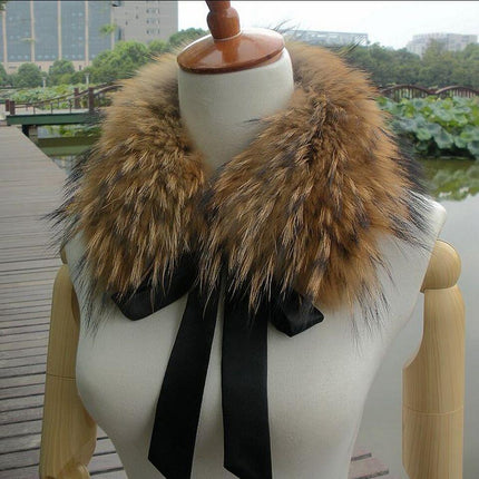 Luxurious Raccoon Dog Fur Ribbon Stole for Winter Elegance