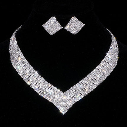 Glistening Grace: Stunning Crystal and Rhinestone Wedding Jewelry Set