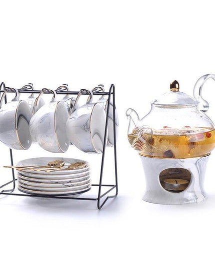 Luxurious Marbled Porcelain Tea Set for Sophisticated Tea Experiences