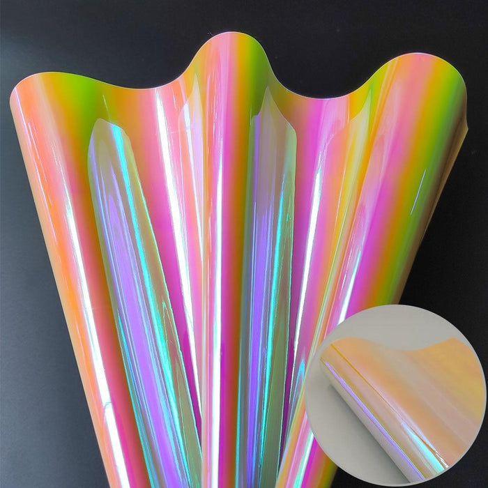 Reflective Candy Holographic Iridescent Faux Leather Fabric - Crafting Must-have