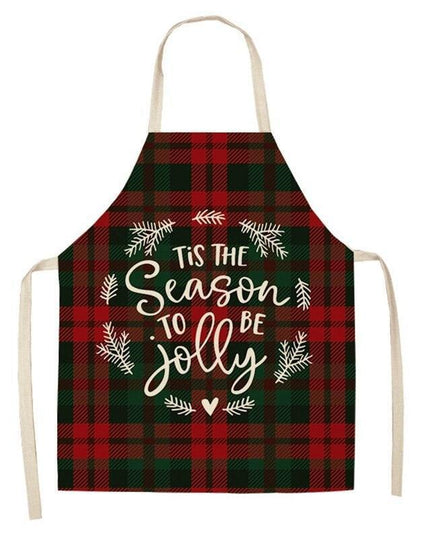 Merry Christmas Linen Cooking Apron - Essential Festive Attire & Gift Idea