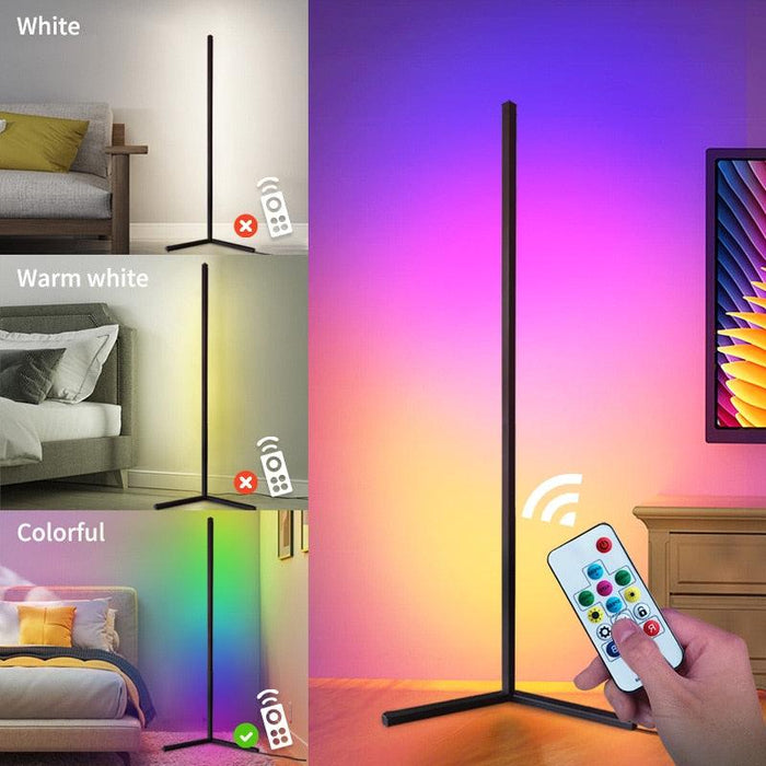 RGB Smart Corner Floor Lamp with Multi-Color Effects: Sleek Lighting Solution for Modern Spaces
