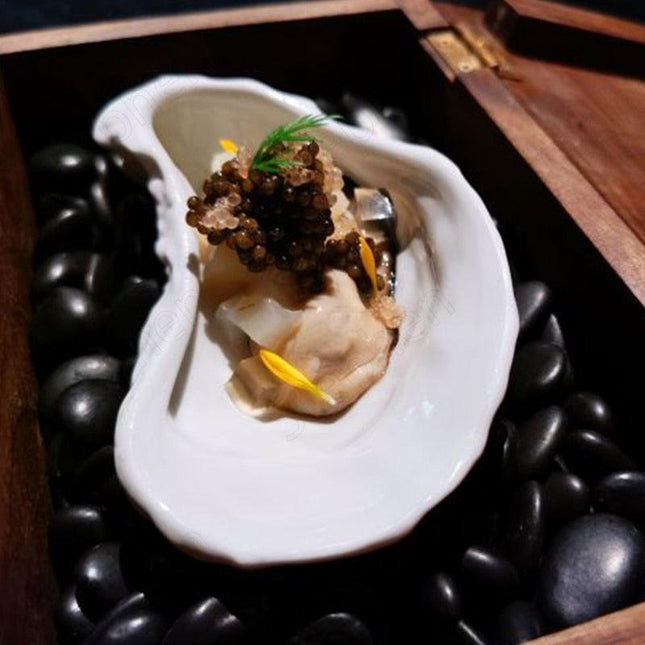Nordic Elegance Ceramic Oyster Shell Serving Dish