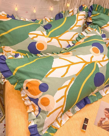 Chic Botanical Cotton Pillowcase Duo for King-Sized Pillows