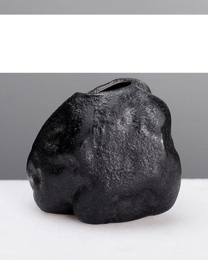 Elegant Black Stone Miniature Vase: Customizable Nature-Inspired Home Accent