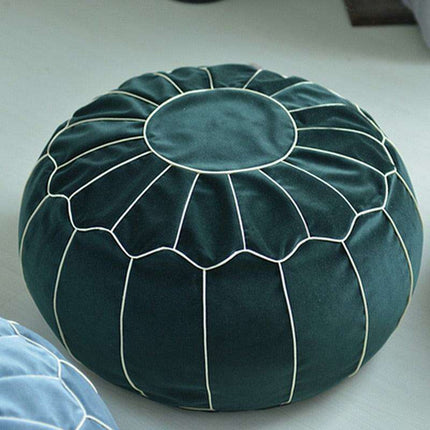 Vibrant Embroidered Velvet Moroccan Pouf Ottoman - Cozy Chic Accent Piece