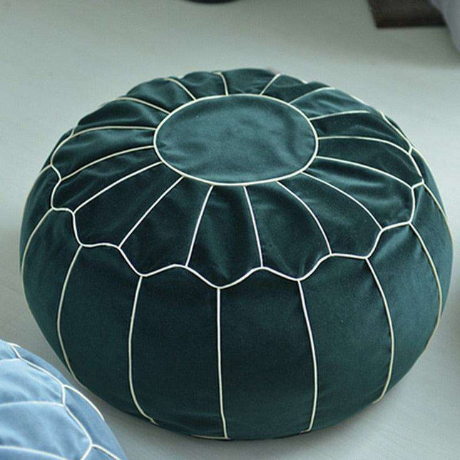 Vibrant Embroidered Velvet Moroccan Pouf Ottoman - Cozy Chic Accent Piece