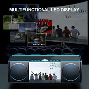 All-in-One Portable Bluetooth Multimedia Hub with Video, LED Screen, Microphone, FM Radio, and Clock
