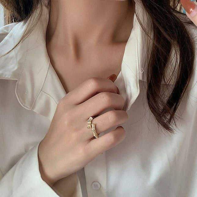 Opulent Bamboo-Style Opal Rings - Chic Korean Fashion Jewelry