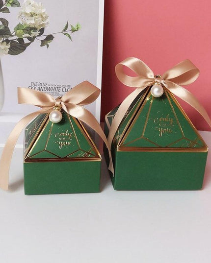 Chic Gemstone Gift Box Set with Decorative Ribbon and Pearl Accents - Ideal for Celebrations