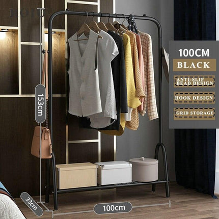 Elegant Rose-Gold Single-Pole Garment Stand and Storage Solution