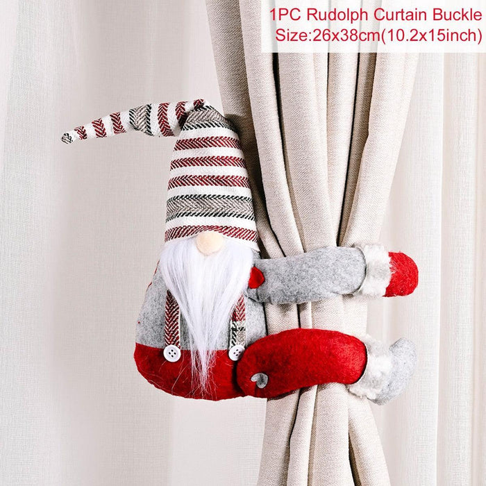 Joyful Santa Claus and Elk Festive Curtain Ornaments for Holiday Cheer