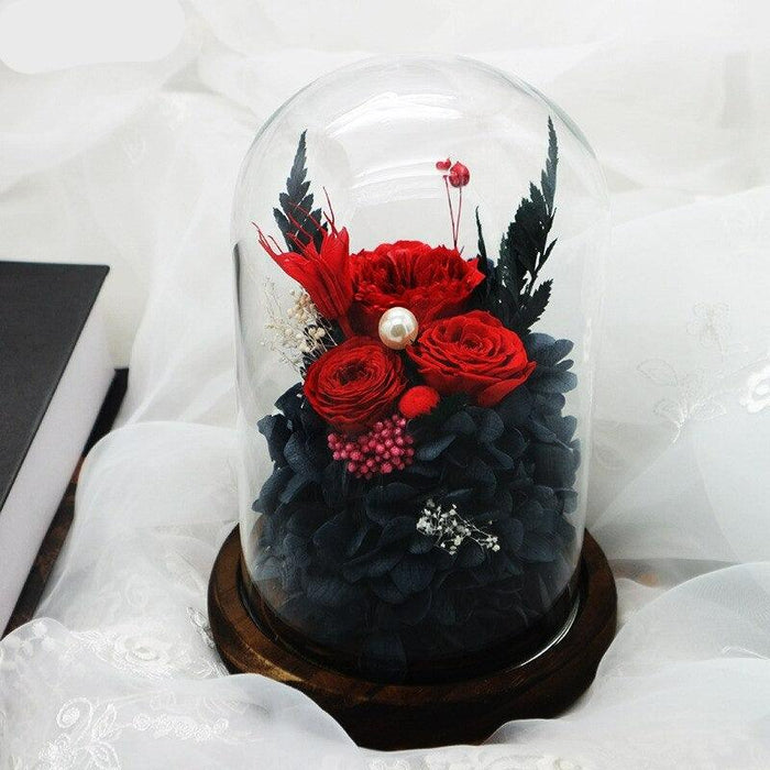 Eternal Charm: Luxurious Rose in Glass Dome Display